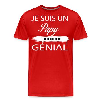 Je Suis Un Papy Genial - T-shirt bio Premium Homme - rouge - Devant - Damien (186cm)