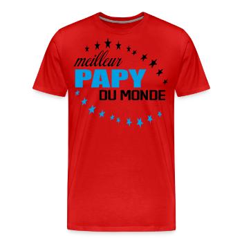 Meilleur Papy Du Monde - T-shirt bio Premium Homme - rouge - Devant - Damien (186cm)