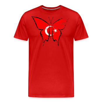 Turkey flag butterfly used - Men's Premium Organic T-Shirt - red - Front - Damien (186cm)