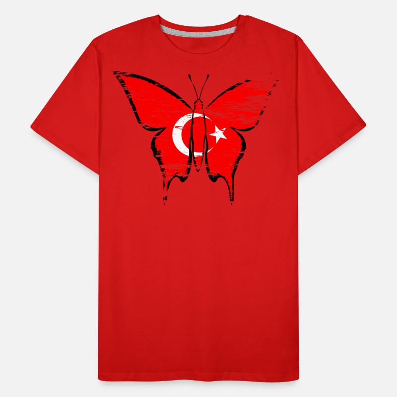 Drapeau de la Turquie papillon utilisé T-shirt bio Premium Homme