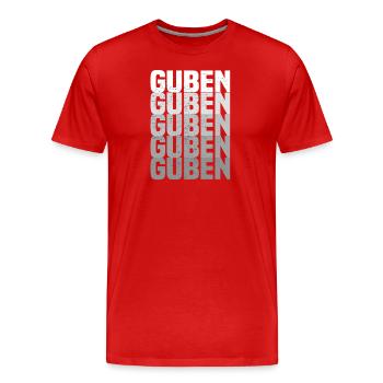 Guben - Männer Premium Bio T-Shirt - Rot - Vorne - Damien (186cm)
