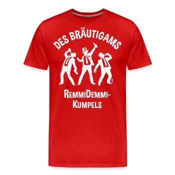 Des Bräutigams Remmidemmi-Kumpels (JGA Team / W) - Männer Premium Bio T-Shirt - Rot - Vorne - Damien (186cm)