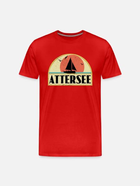 Attersee - Männer Premium Bio T-Shirt - Rot