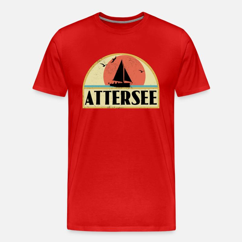Attersee - Männer Premium Bio T-Shirt - Rot