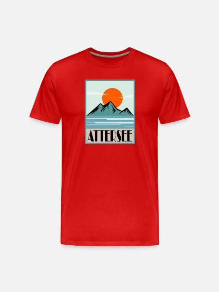 Attersee - Männer Premium Bio T-Shirt - Rot
