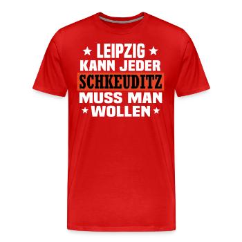 Schkeuditz - Männer Premium Bio T-Shirt - Rot - Vorne - Damien (186cm)