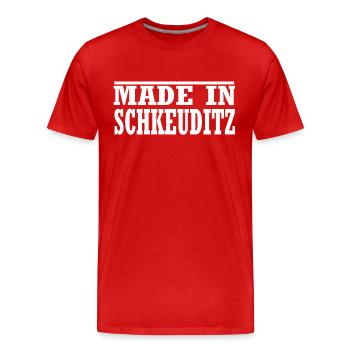 Schkeuditz - Männer Premium Bio T-Shirt - Rot - Vorne - Damien (186cm)