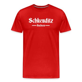 Schkeuditz - Männer Premium Bio T-Shirt - Rot - Vorne - Damien (186cm)
