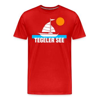 Tegeler See - Männer Premium Bio T-Shirt - Rot - Vorne - Damien (186cm)