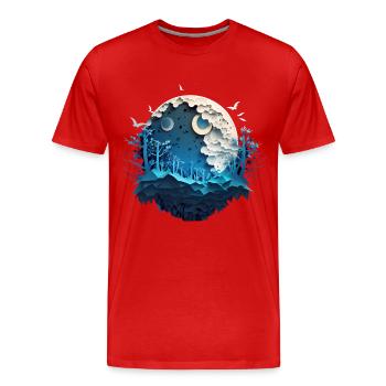 La Lune nocturne de Mère Nature - T-shirt bio Premium Homme - rouge - Devant - Damien (186cm)