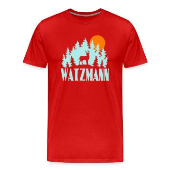 Watzmann - Männer Premium Bio T-Shirt - Rot - Vorne - Damien (186cm)
