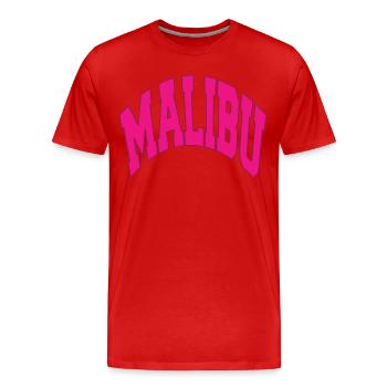Pink MALIBU California Sport T-Shirt - Men's Premium Organic T-Shirt - red - Front - Damien (186cm)