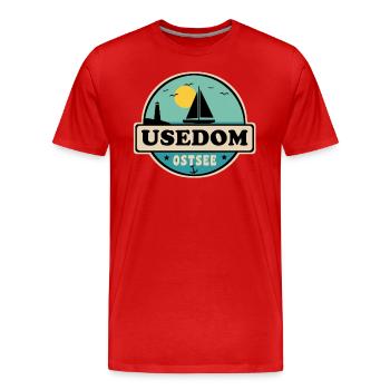 Usedom - Männer Premium Bio T-Shirt - Rot - Vorne - Damien (186cm)