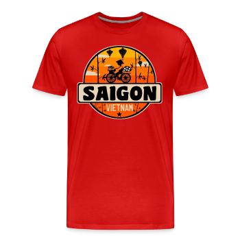 Saigon, Vietnam - Men's Premium Organic T-Shirt - red - Front - Damien (186cm)