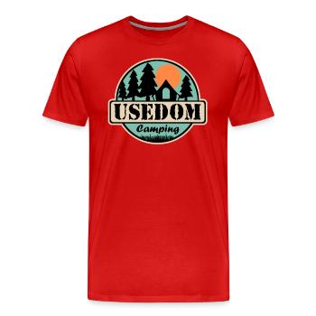 Usedom Camping - Männer Premium Bio T-Shirt - Rot - Vorne - Damien (186cm)
