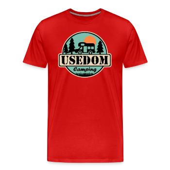 Usedom Camping - Männer Premium Bio T-Shirt - Rot - Vorne - Damien (186cm)