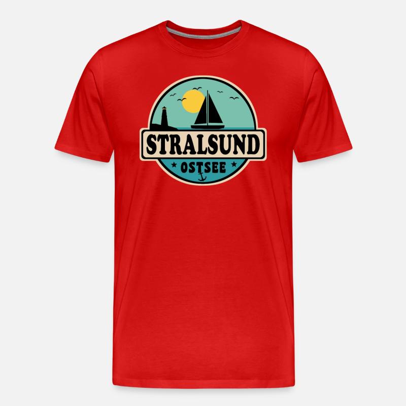 Stralsund - Männer Premium Bio T-Shirt - Rot