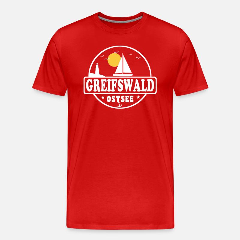 Greifswald - Männer Premium Bio T-Shirt - Rot