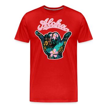 6 Aloha Shaka - T-shirt bio Premium Homme - rouge - Devant - Damien (186cm)