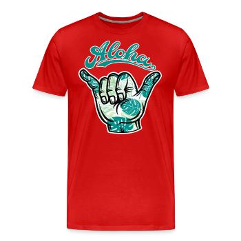 3 Aloha Shaka - T-shirt bio Premium Homme - rouge - Devant - Damien (186cm)