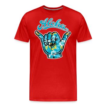 4 Aloha Shaka - T-shirt bio Premium Homme - rouge - Devant - Damien (186cm)