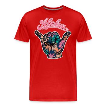 2 Aloha Shaka - T-shirt bio Premium Homme - rouge - Devant - Damien (186cm)