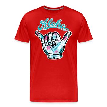 1 Aloha Shaka - T-shirt bio Premium Homme - rouge - Devant - Damien (186cm)