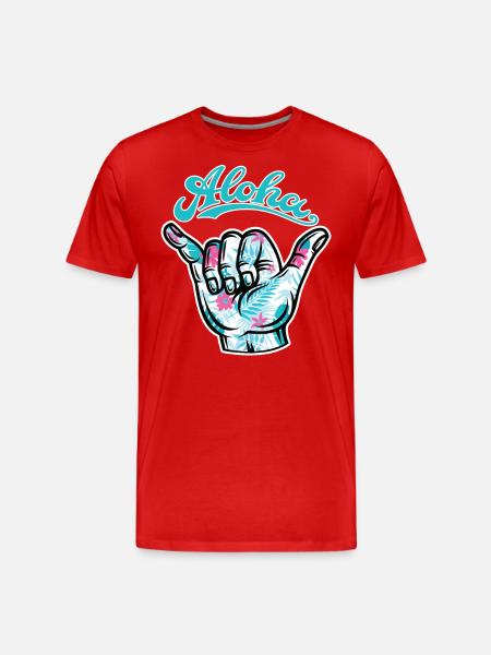 1 Aloha Shaka - T-shirt bio Premium Homme - rouge