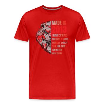 2013 Birthday Lion made in - Men's Premium Organic T-Shirt - red - Front - Damien (186cm)