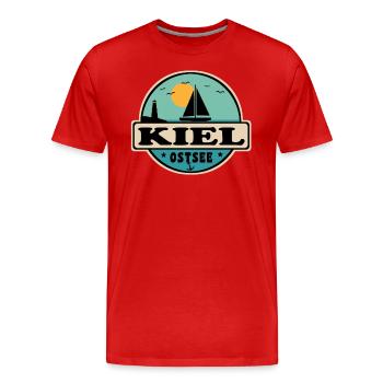 Kiel - Männer Premium Bio T-Shirt - Rot - Vorne - Damien (186cm)