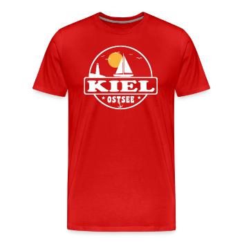 Kiel - Männer Premium Bio T-Shirt - Rot - Vorne - Damien (186cm)