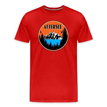 Attersee - Männer Premium Bio T-Shirt - Rot - Vorne - Damien (186cm)