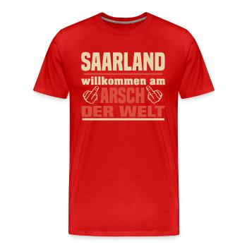 Saarland - Männer Premium Bio T-Shirt - Rot - Vorne - Damien (186cm)
