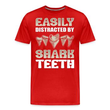 Facilement distrait par les dents de requin Dent - T-shirt bio Premium Homme - rouge - Devant - Damien (186cm)
