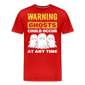 Warnung Geister können jederzeit auftauchen - Männer Premium Bio T-Shirt - Rot - Vorne - Damien (186cm)