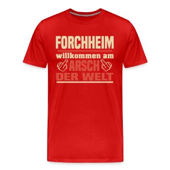 Forchheim - Männer Premium Bio T-Shirt - Rot - Vorne - Damien (186cm)