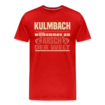 Kulmbach - Männer Premium Bio T-Shirt - Rot - Vorne - Damien (186cm)