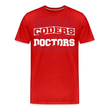 Les codeurs médicaux, parce que les médecins ont aussi besoin - T-shirt bio Premium Homme - rouge - Devant - Damien (186cm)