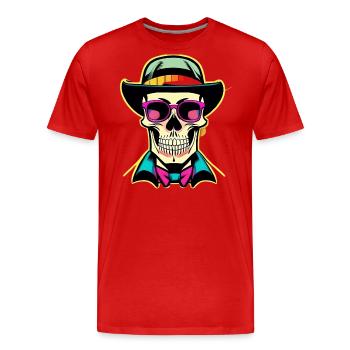 Hipster Totenkopf - Männer Premium Bio T-Shirt - Rot - Vorne - Damien (186cm)