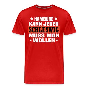 Schleswig - Männer Premium Bio T-Shirt - Rot - Vorne - Damien (186cm)