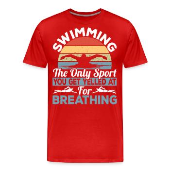 Schwimmen Die einzige Sportart, bei der man für - Männer Premium Bio T-Shirt - Rot - Vorne - Damien (186cm)