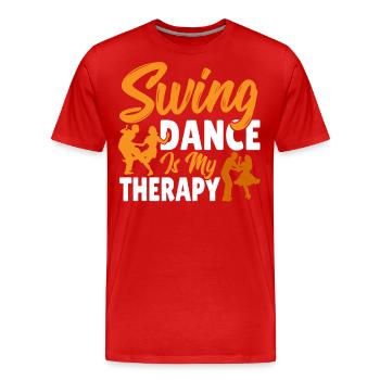Tänzer Swing Dance ist meine Therapie Swing - Männer Premium Bio T-Shirt - Rot - Vorne - Damien (186cm)