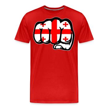 Georgia Flag Fist - Men's Premium Organic T-Shirt - red - Front - Damien (186cm)