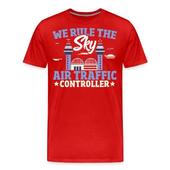 Tour de contrôle piste avion contrôleur de la circulation aérienne costume - T-shirt bio Premium Homme - rouge - Devant - Damien (186cm)
