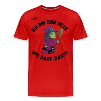 Ich bin eine Hexe ich darf das! - Männer Premium Bio T-Shirt - Rot - Vorne - Damien (186cm)