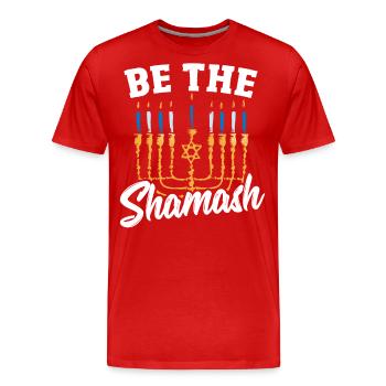Festival Of Lights Eight Nights And Days Menorah - Men's Premium Organic T-Shirt - red - Front - Damien (186cm)