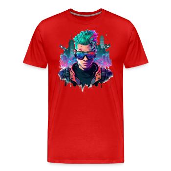 Cyber Gamer - Men's Premium Organic T-Shirt - red - Front - Damien (186cm)