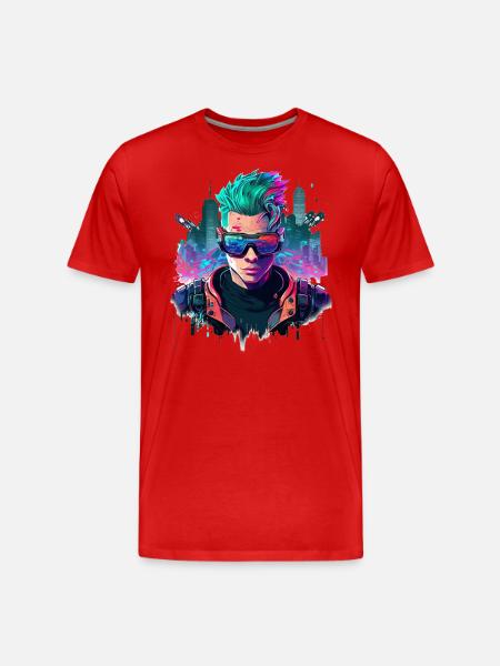 Cyber Gamer - Men's Premium Organic T-Shirt - red
