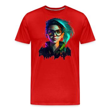 Gamer Girl Cyber Style - Men's Premium Organic T-Shirt - red - Front - Damien (186cm)