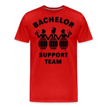 Bachelor Support Team (JGA / Bierfässer / B) - Männer Premium Bio T-Shirt - Rot - Vorne - Damien (186cm)